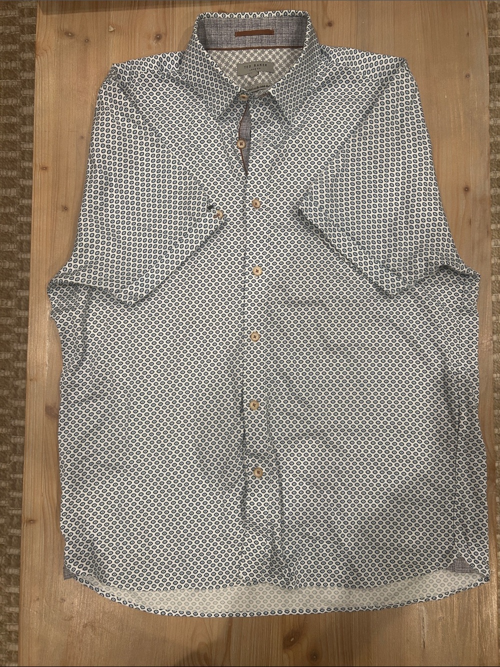 Ted Baker Buttom-Up Shirt with Navy Geometric Print